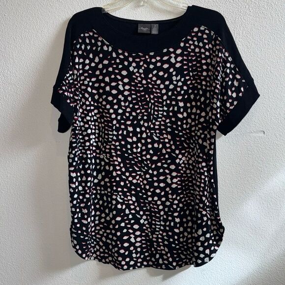 Chico’s Travelers Tossed Dots Block Tunic Top - Picture 1 of 4